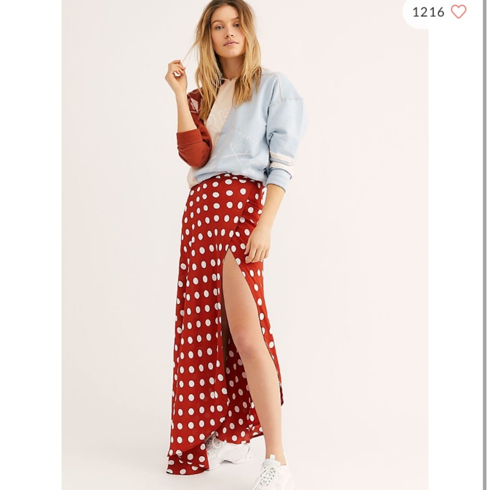 Flynn Skye Red Polka Dot Maxi Skirt